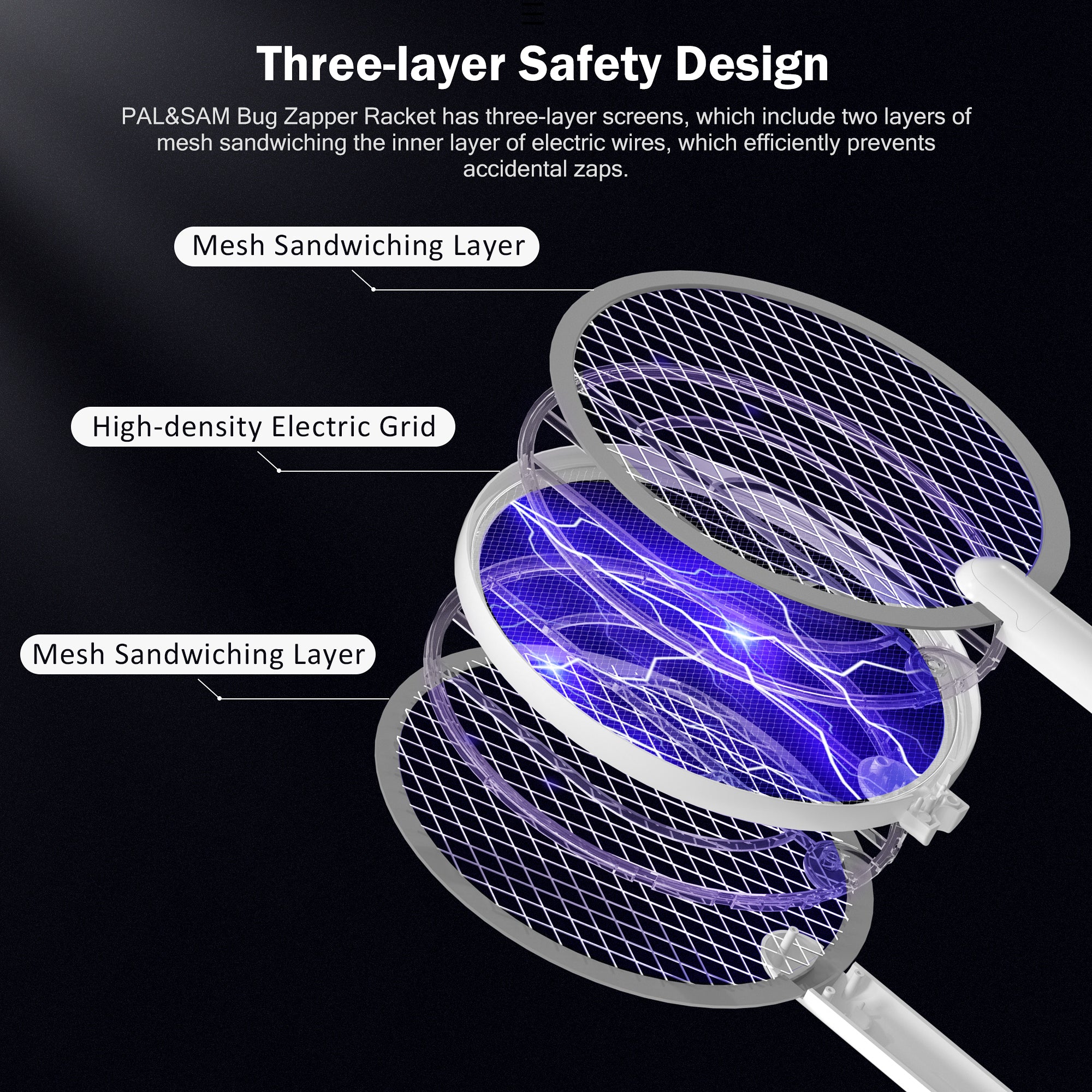 PAL&SAM Electric Fly Swatter Racket