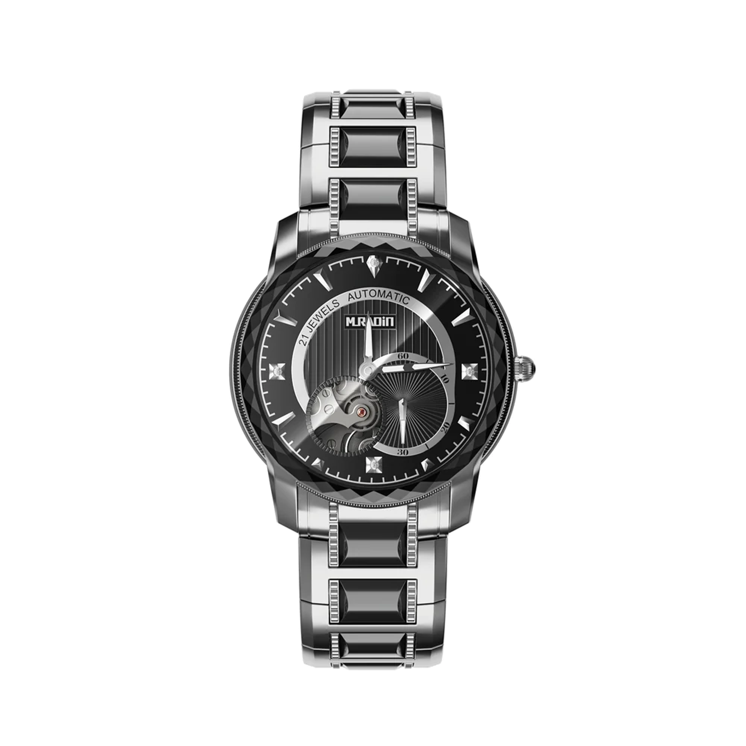 MURADIN Mens Mechanical Watches Steel Silver/Black