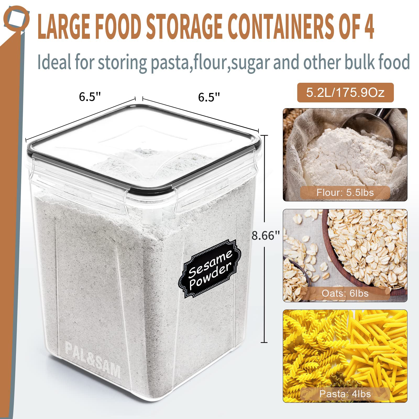 PAL&SAM Large Airtight Food Storage Containers