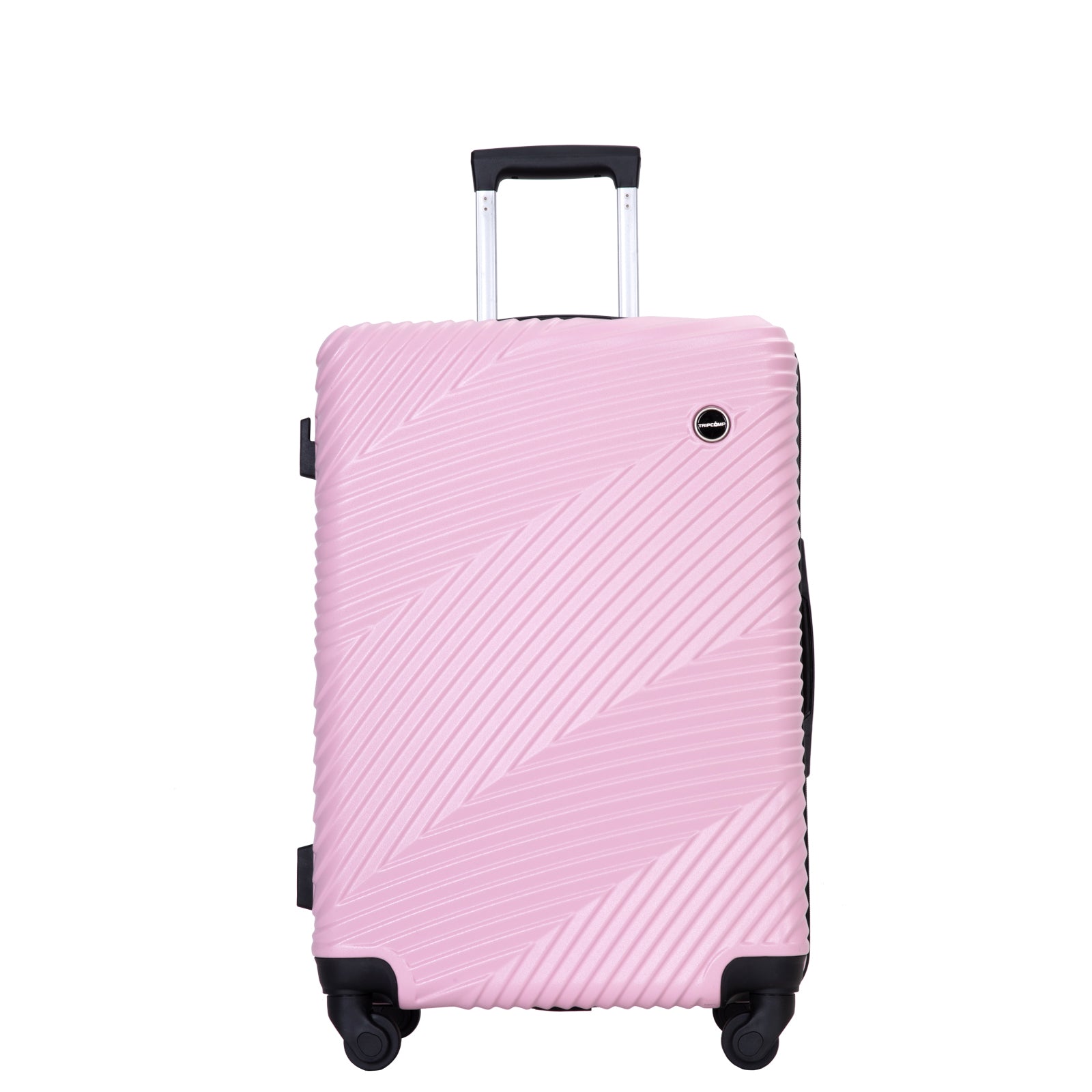 3 Piece Luggage Sets PC+ABS Lightweight Suitcase with Two Hooks, Spinner Wheels, (20/24/28) Pink