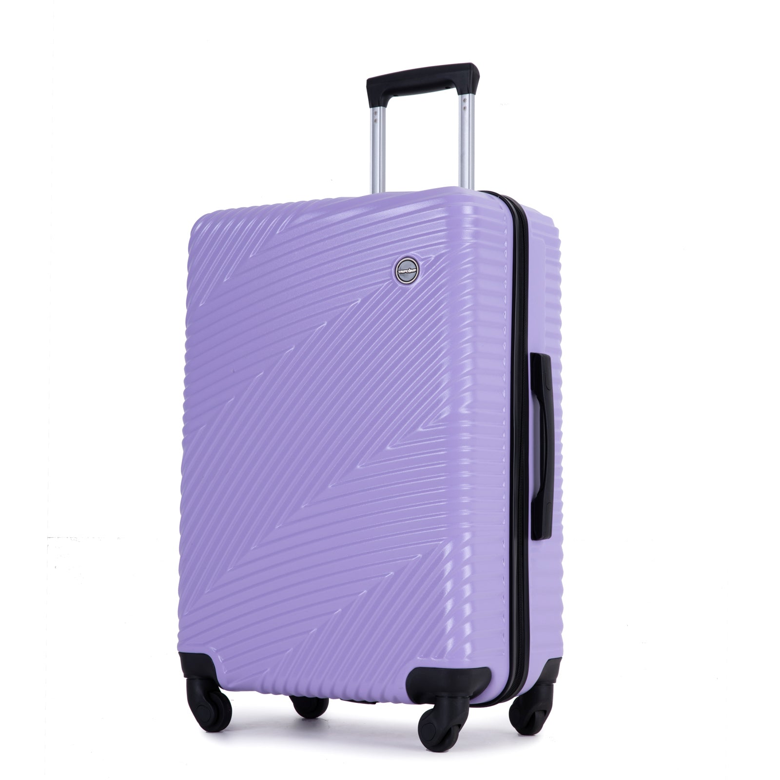 3 Piece Luggage Sets PC+ABS Lightweight Suitcase with Two Hooks, Spinner Wheels, (20/24/28) Light Purple