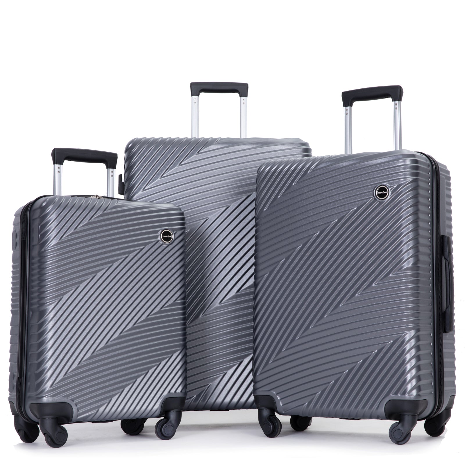 3 Piece Luggage Sets PC ABS Lightweight Suitcase with Two Hooks Spinn