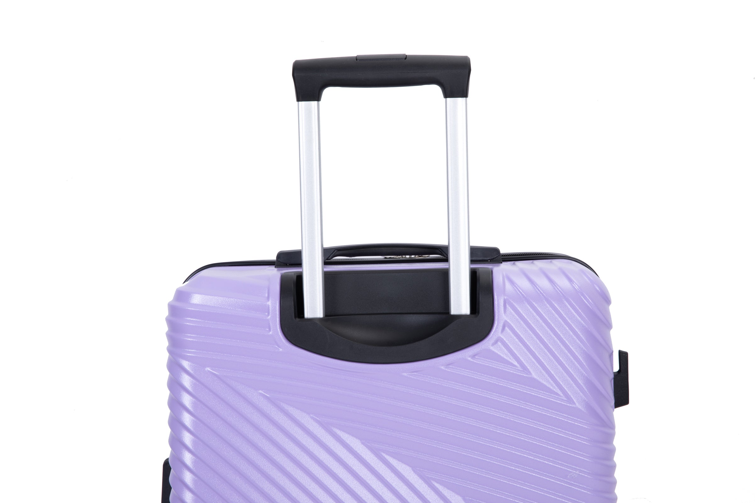 3 Piece Luggage Sets PC+ABS Lightweight Suitcase with Two Hooks, Spinner Wheels, (20/24/28) Light Purple