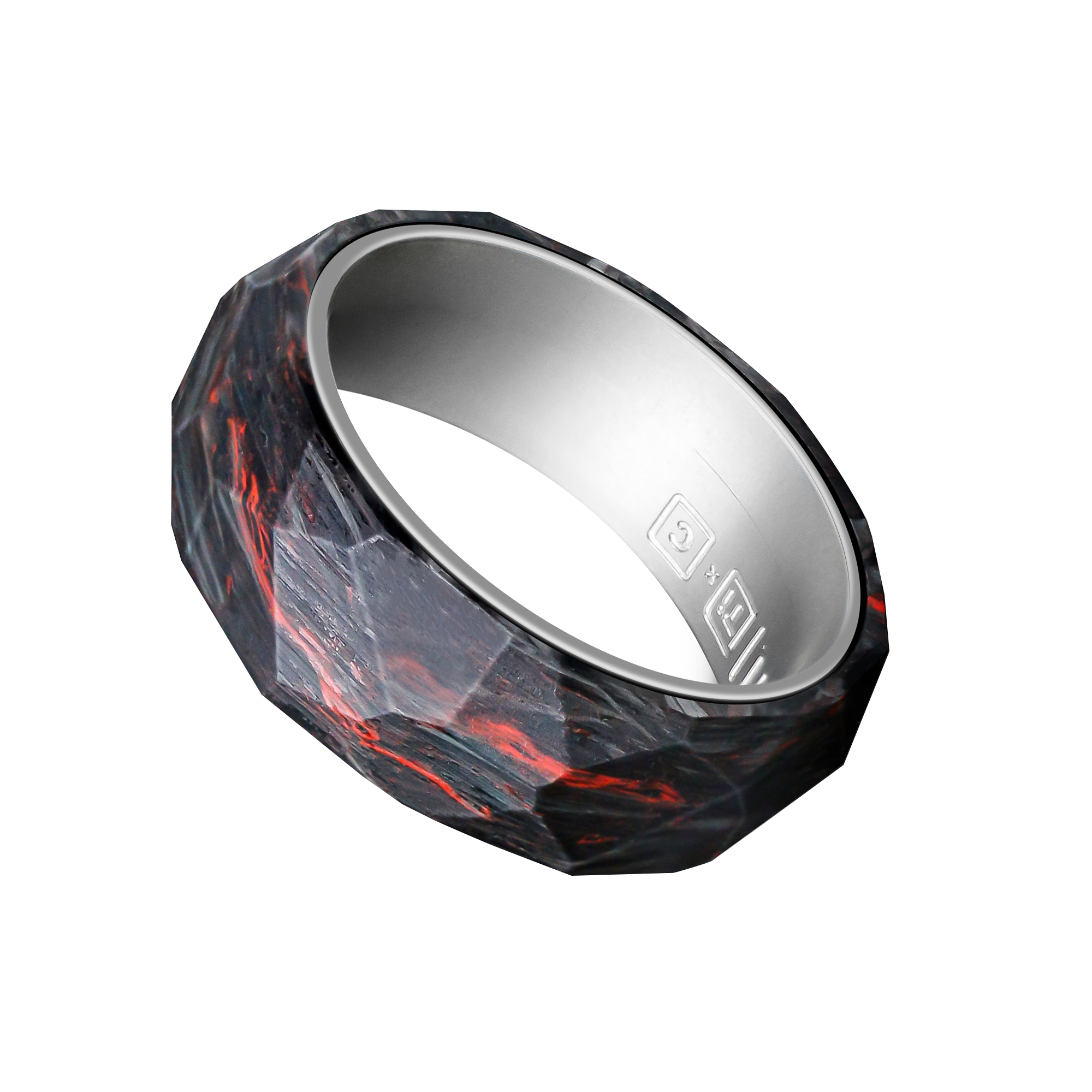 MURADIN Mens Carbon Ring with Titanium Inner Ring