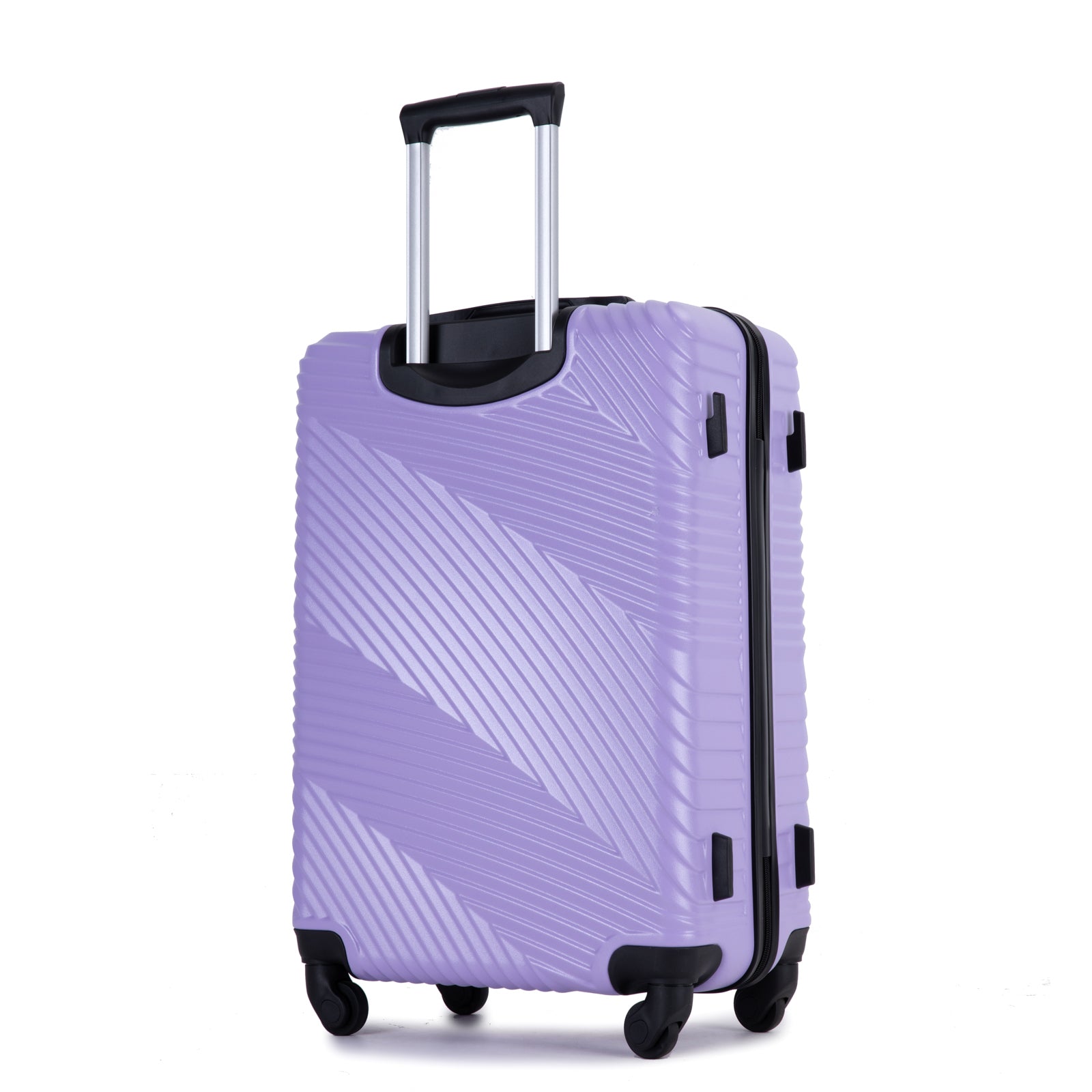 3 Piece Luggage Sets PC+ABS Lightweight Suitcase with Two Hooks, Spinner Wheels, (20/24/28) Light Purple