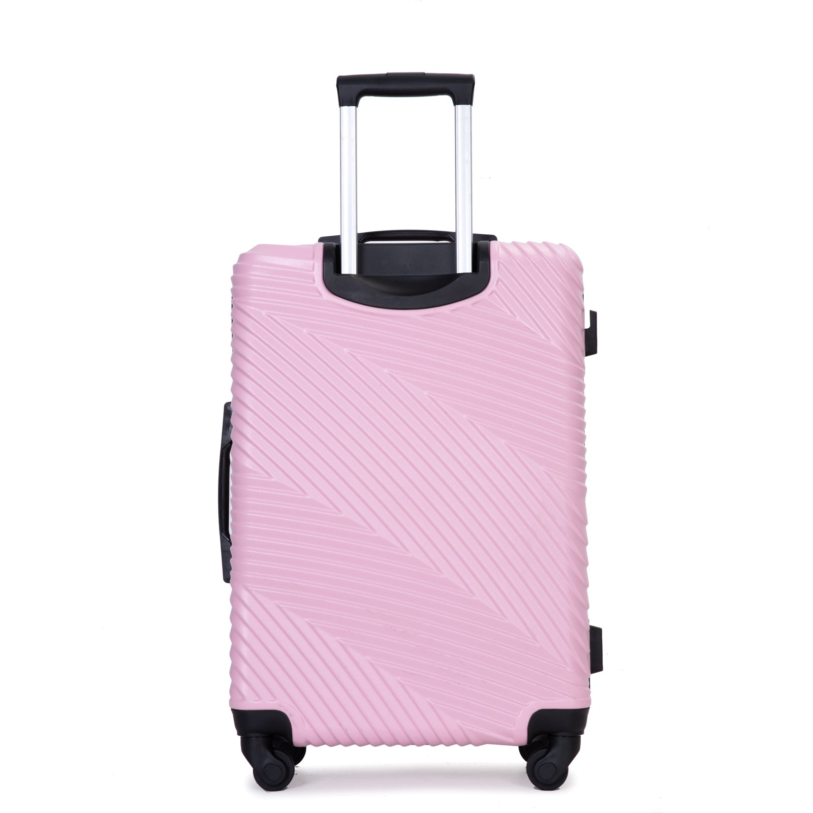 3 Piece Luggage Sets PC+ABS Lightweight Suitcase with Two Hooks, Spinner Wheels, (20/24/28) Pink