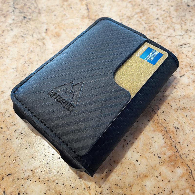 H02 - Aluminum Minimalist Card Holder Wallet - Carbon Fiber