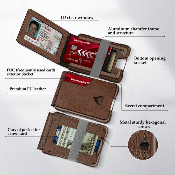 V03 - Dapper Slim RFID Blocking Wallet - Deep Taupe Tree Pattern