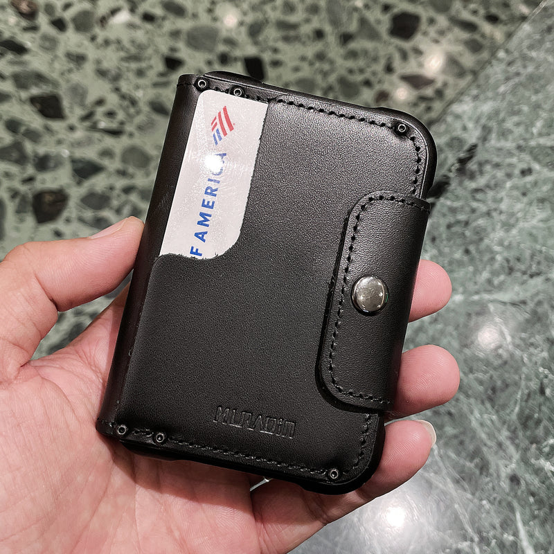 PUNCUBE Men’s Card Holder Wallet,Slim Minimalist Wallet With Key Holder and  Phone Stand, Key Wallet, Rfid Blocking Wallet (Black)