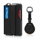 H01 - Leather Bifold Wallet with Airtag Holder Keychain - Black