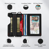H01 - Leather Bifold Wallet with Airtag Holder Keychain - Black