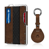 H01 - Minimalist Leather Wallet with Airtag Holder Keychain - Crazy Horse