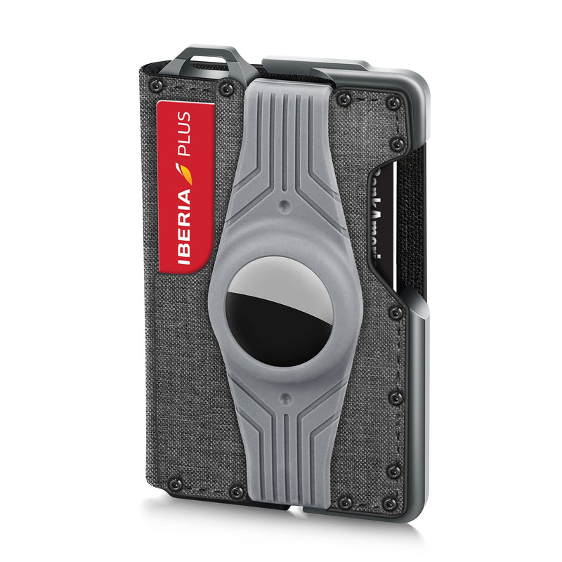 H01 - Aluminum Metal Wallet with AirTag Holder - Grey