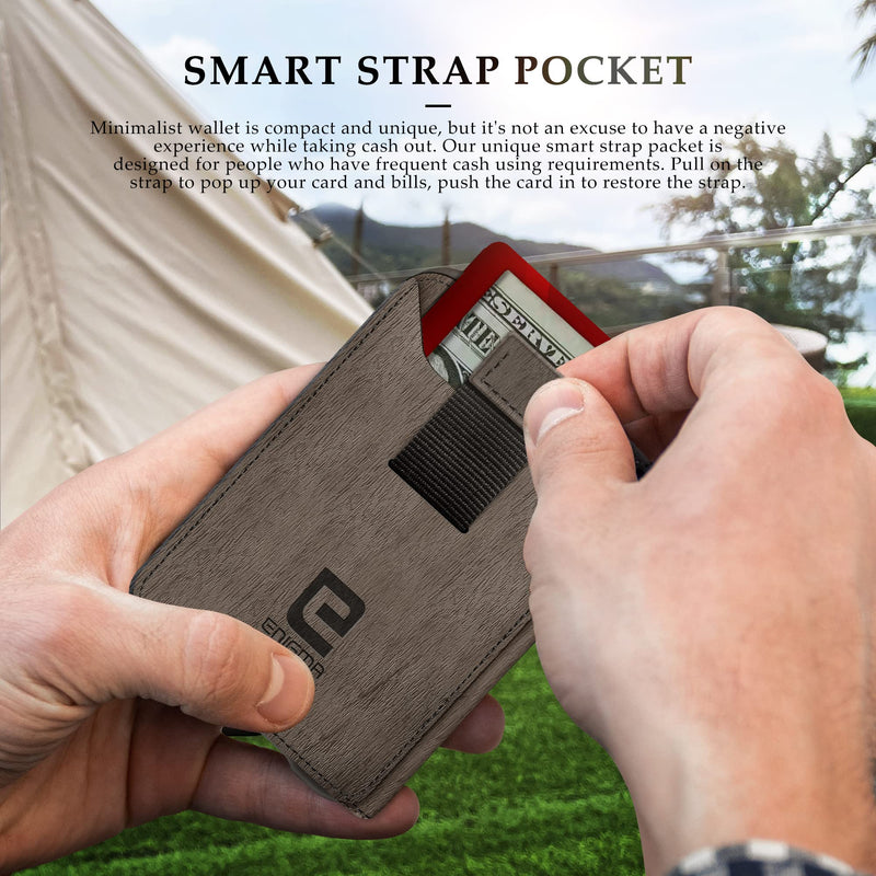 H03 - Men's Leather RFID Blocking Wallet for Men - Taupe Tree Pattern