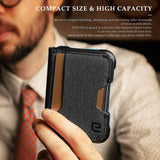 H03 - Minimalist Front Pocket RFID Blocking Leather Wallet - Grey Tree Pattern