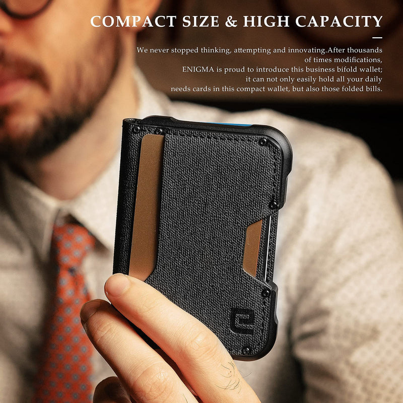 H03 - Minimalist Front Pocket RFID Blocking Leather Wallet - Grey Tree Pattern