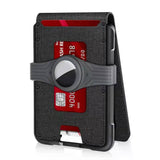 V03 - Tactical Leather Wallet with AirTag Holder - Black PU